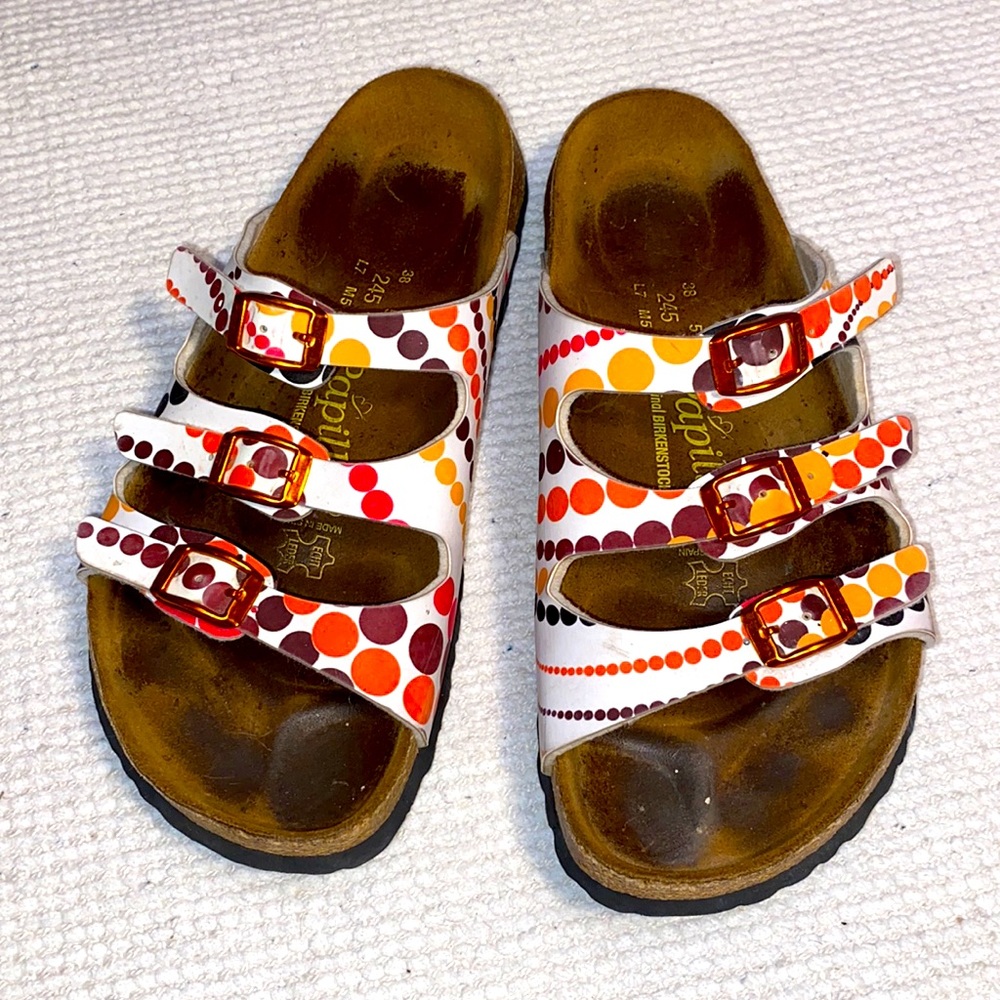 Papillio Women's Sandals - White with Red and Orange Dots